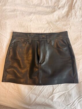 Denim Forum Black Faux Leather Mini Skirt